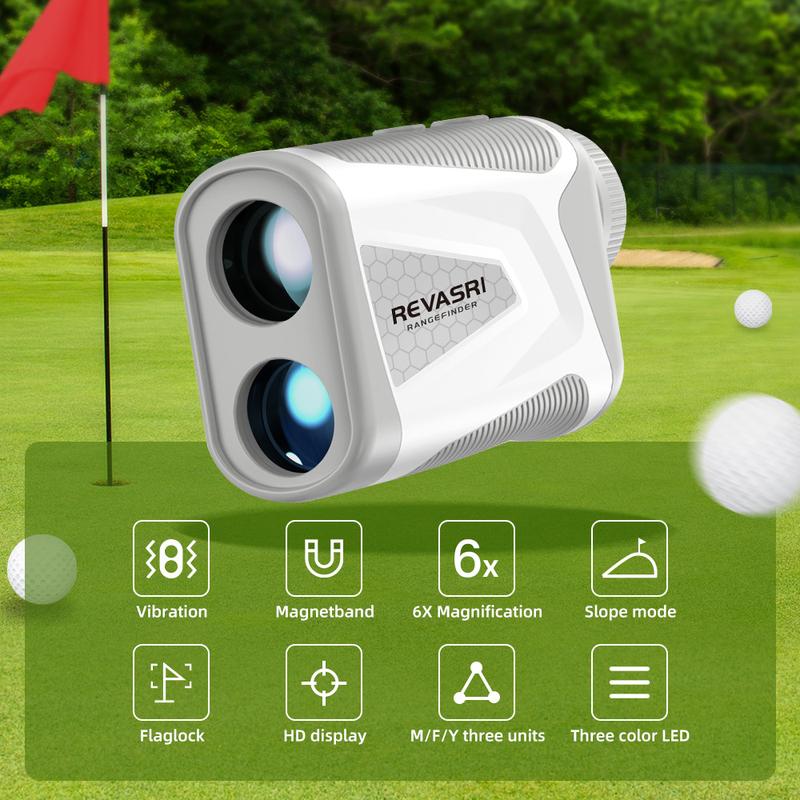 REVASRI Golf Rangefinder with Slope, Crystal Display, Flag Lock Vibration, Rechargeable Range Finders with Magnet Stripe