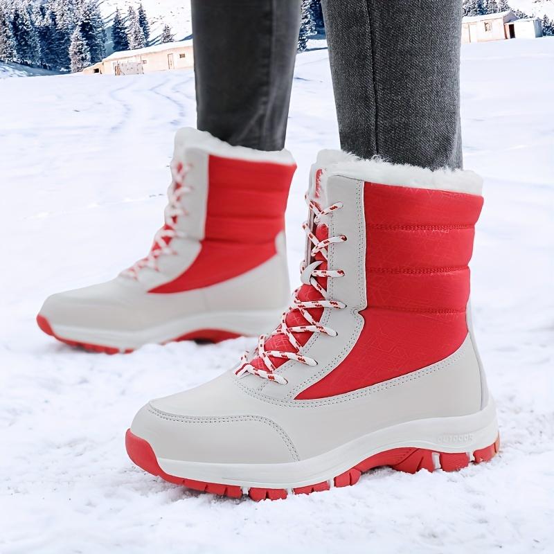 Trendy Plush Lined Thermal Furry Snow Boots with Non-Slip Round Toe, Warm Winter Hiking Boots for Men and Women