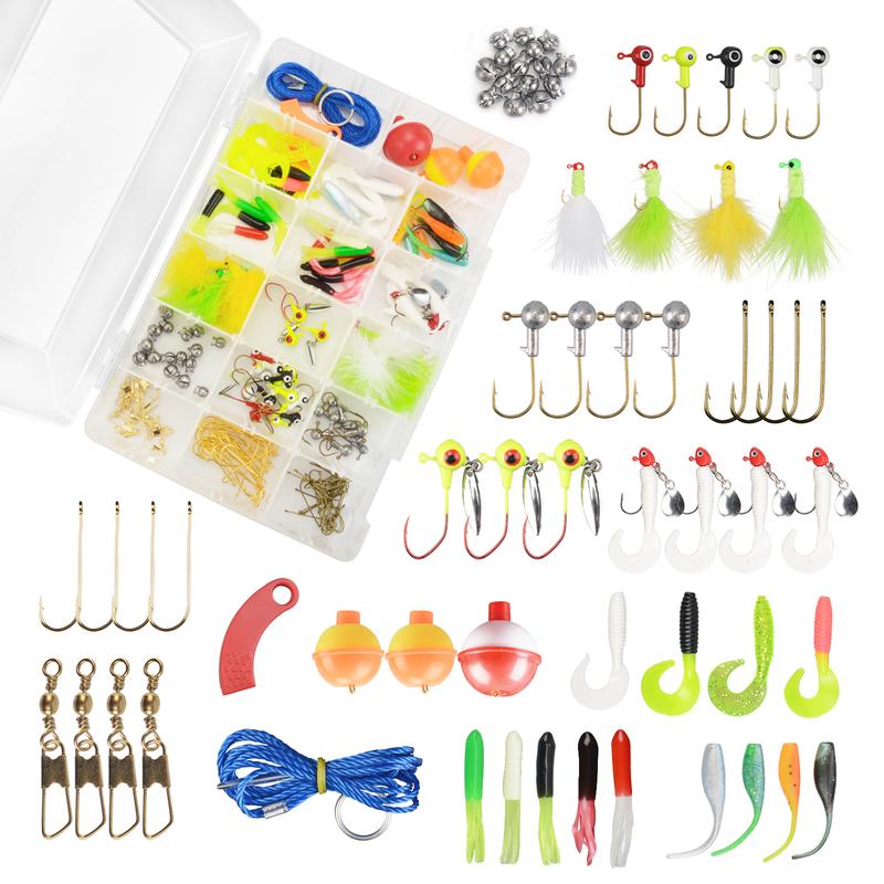 MadBite 181 196 214pcs Terminal Tackle Kits, Fresh and Saltwater, Bass Panfish Trout Fishing Tackle Kits, Fishing Gear, Fishing Lures, Fishing Accessory Kit w Tackle Box, Hooks Weights Sinkers & Rigs