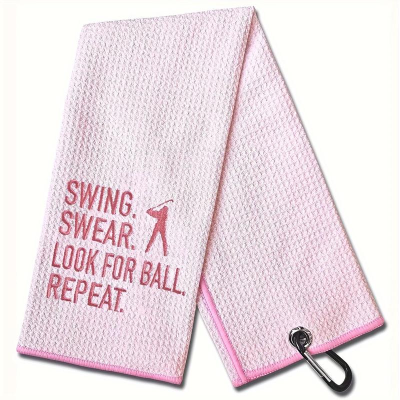 Pink Swing Towel For Golf, Embroidered Golf Towel For Golf Bags With Clip, Golf Gift For Men & Women