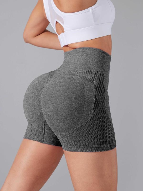 Women's Solid High Waist Sports Shorts, High Stretch Seamless Yoga Shorts, Gym Shorts, Workout Shorts, Ladies Sportswear for Indoor Outdoor Wear, Workout Outfits