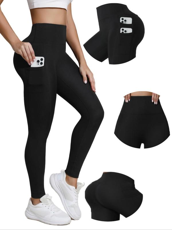 Women's Solid Pocket Sports Joggers, Casual Comfy Breathable High Stretch Yoga Leggings, Ladies Sportswear for Indoor Outdoor Wear