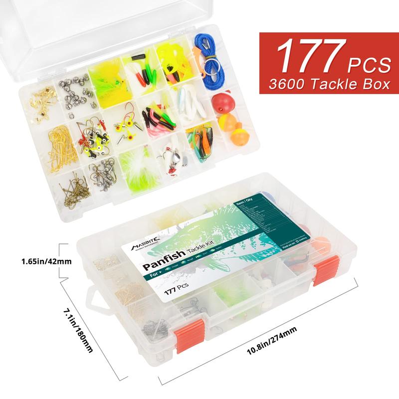 MadBite  Terminal Tackle Kits, Fresh and Saltwater, Bass Panfish Trout Fishing Tackle Kits, Fishing Gear, Fishing Lures, Fishing Accessory Kit w Tackle Box, Hooks Weights Sinkers & Rigs