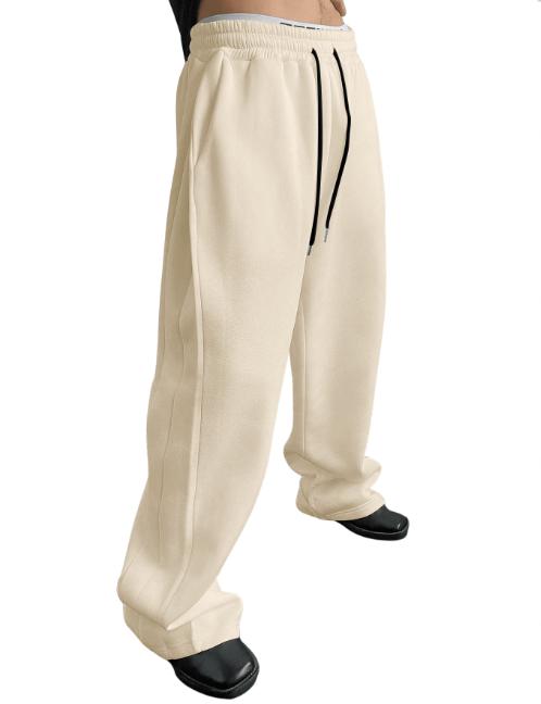 Drawstring Waist Winter Warm Straight Wide Leg Baggy Pants Workout Athletic Sweatpants with Pocket