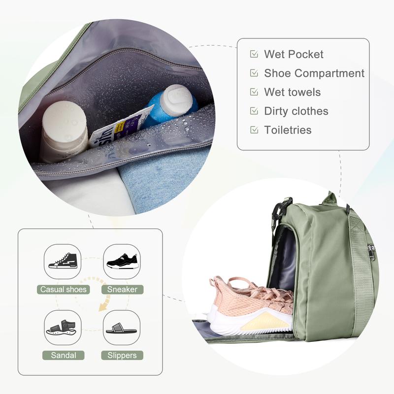 COOWOZ Gym Bag for Women Men with Shoes Compartment and Wet Pocket,Sport Swimming Yoga Bag,Waterproof Travel Duffel Bag Small Carry on Bag Overnight Weekender Bags Personal Item Bag for Airlines