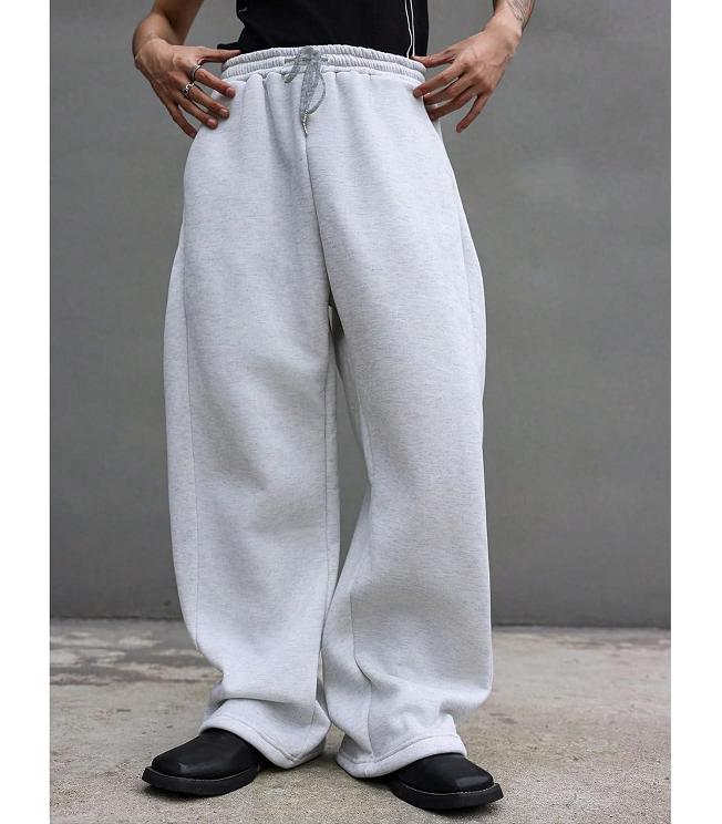 Drawstring Waist Winter Warm Straight Wide Leg Baggy Pants Workout Athletic Sweatpants with Pocket