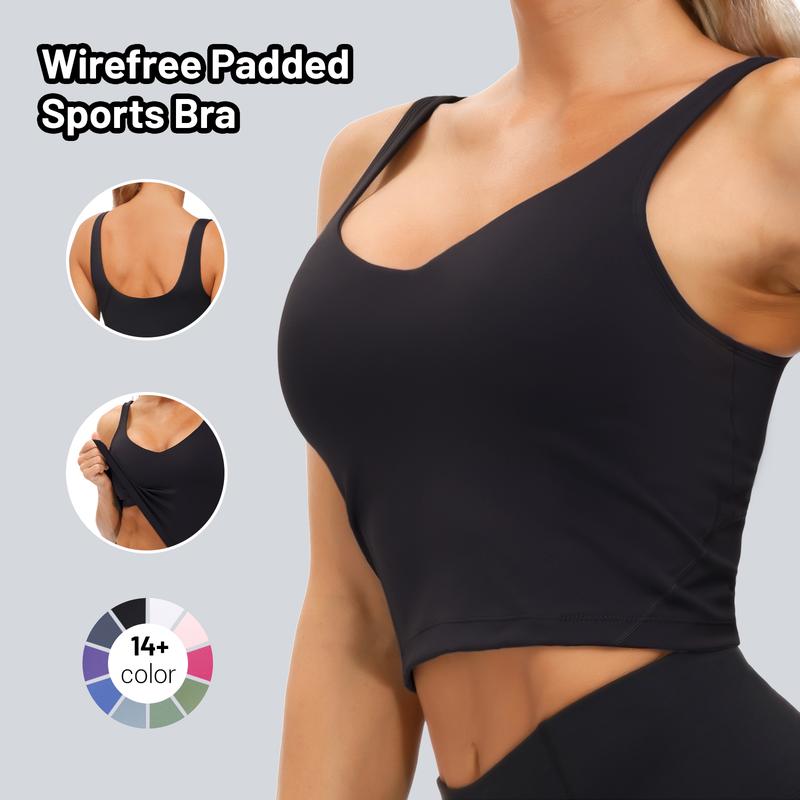 THE GYM PEOPLE Sports Bra for Women Longline Padded Bra Yoga Crop Tank Tops Fitness Workout Running Top