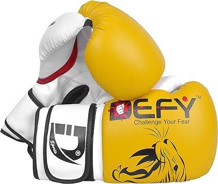 DEFY Boxing Gloves for Men & Women Training MMA Muay Thai Premium Quality Gloves for Punching Heavy Bags, Sparring, Kickboxing, Fighting Gloves Tiger Model sap  gloves