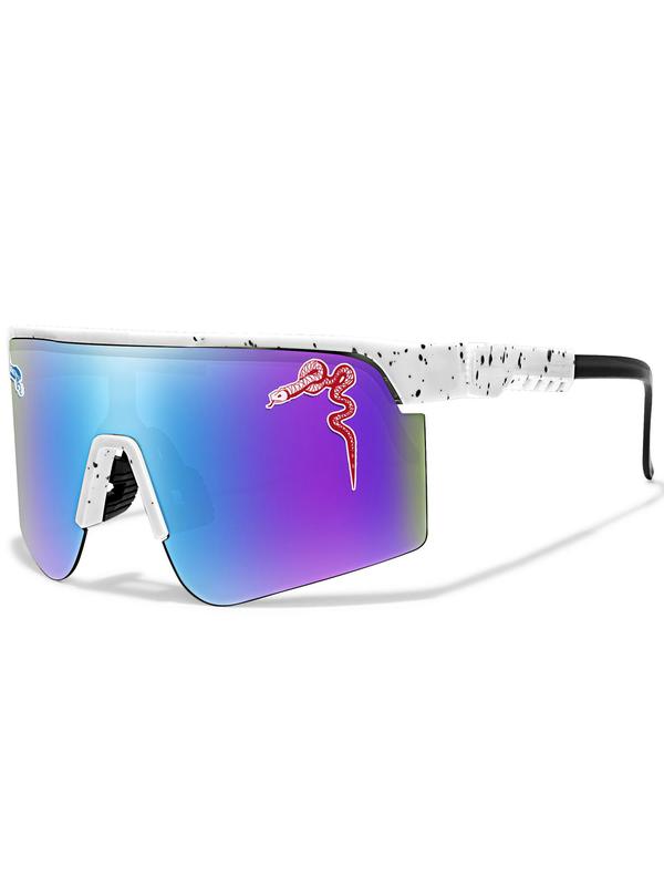 Unisex Ombre Snake Pattern Large Frame Sports Sunglasses, Trendy Fashionable Outdoor Sunglasses for Cycling, Running, Hiking, Driving, Fishing, Beach Party, Sun Protect Sports Eyewear