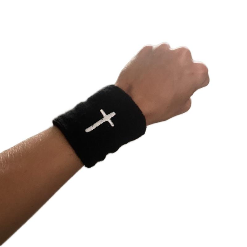 FaithFlex Athletics Wristbands Sweatbands Christian Athletic Apparel White Black Cross