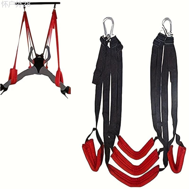 Portable Yoga Swing with Door Anchor - Red, Durable Nylon Fitness Hammock for Home Gym & Outdoor Training, Ideal for Stretching and Flexibility Exercises