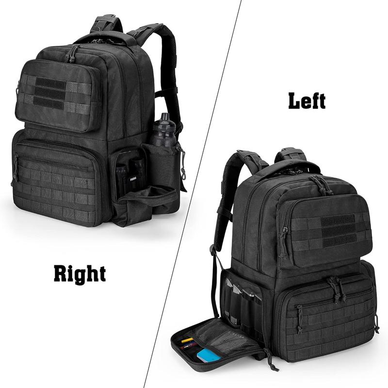 Tactical Pistol Backpack with 6 Pistol Cases, Gun Range Backpack with 10x Magazine Slots for Shooting and Hunting, Black