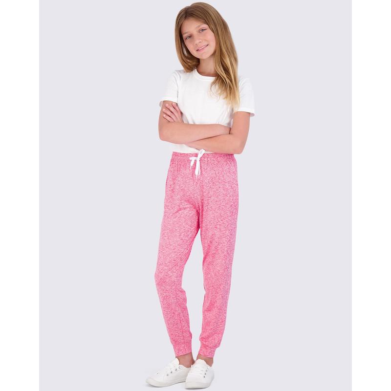 Real Essentials 3 Pack: Girls' Dry-Fit Jogger Sweatpants Soft Active Athletic Kids Joggers with Pockets & Drawstring