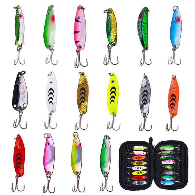 Mixed Color & Size Baitcasting Fishing Lures With Hooks, 16pcs set Fishing Lures With Hooks, Fishing Accessories For Outdoor Fishing