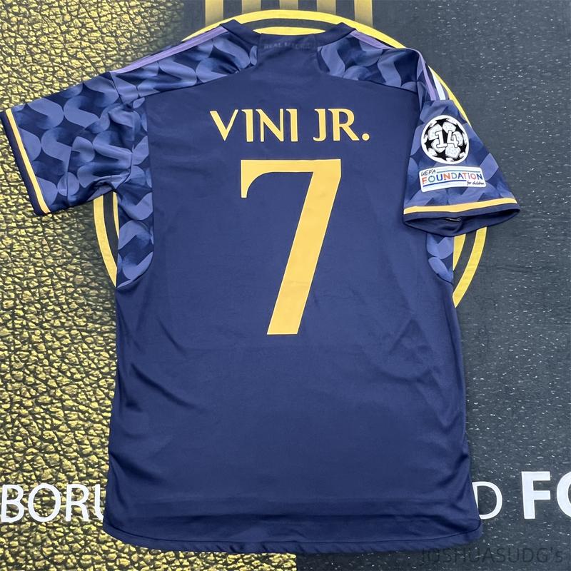 23 24 VINI JR 7 Away Fan Edition Short Sleeve Vintage Soccer Jersey