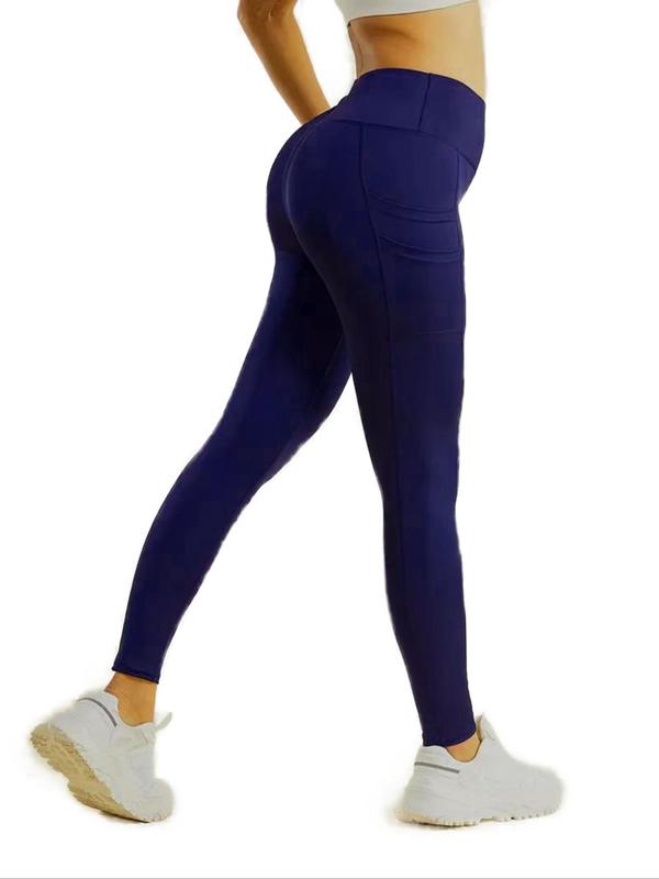 Women's Solid Pocket Sports Joggers, Casual Comfy Breathable High Stretch Yoga Leggings, Ladies Sportswear for Indoor Outdoor Wear