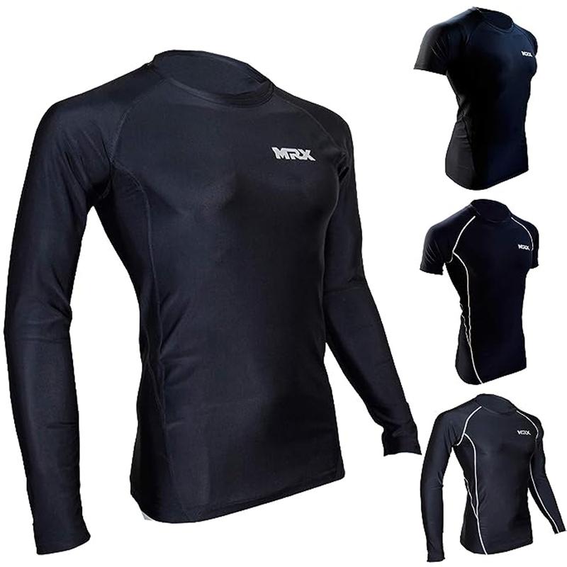 MRX Men's Compression Shirts Athletic Gym Workout Rash Guard Base Layer Short & Long Sleeve Top