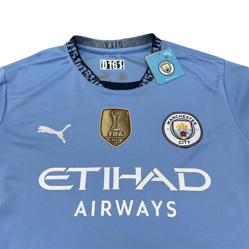 Puma 2425 Manchester City Home Blue Short Sleeve Retro Top Soccer Jersey Quick Dry Premier League