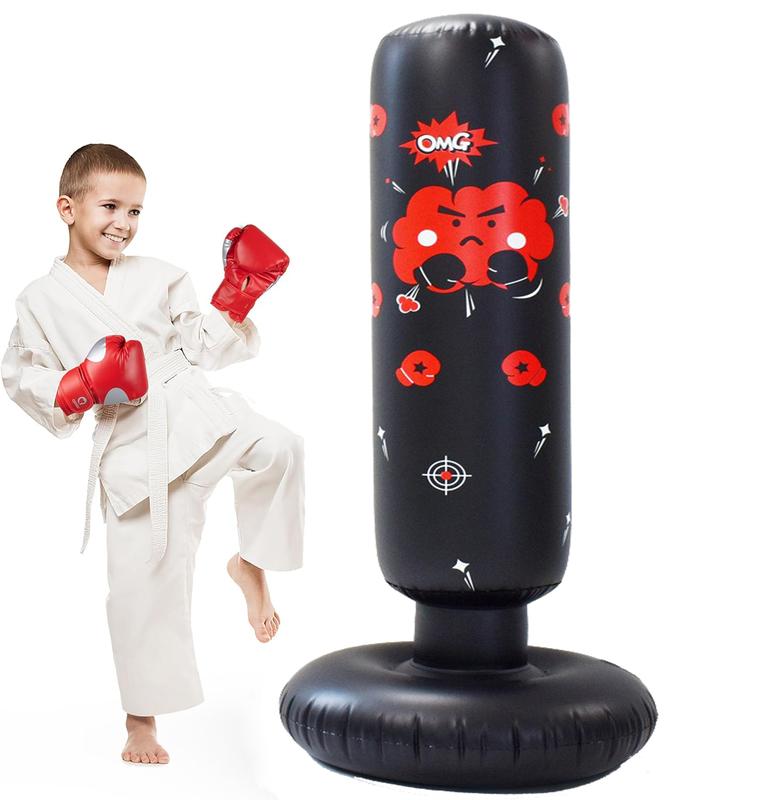 Kids Punching SandBag – Inflatable Fitness Vertical Boxing Bag For Adult Kids with Free Standing Boxing Cardio Kickboxing Home Gym Training Christmas Birthdays Gift