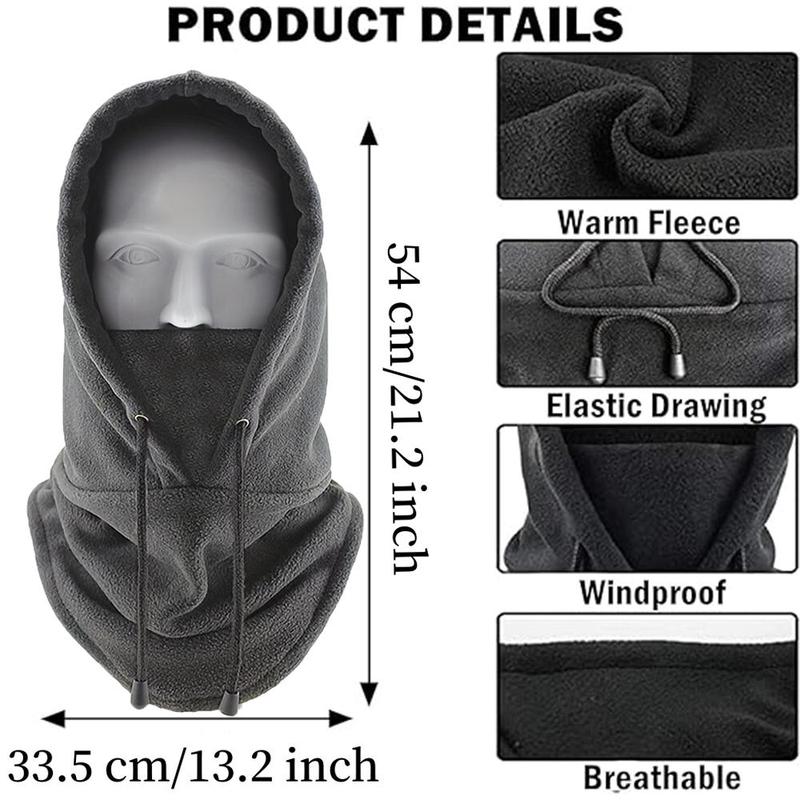 Solid Color Drawstring Closure Balaclava Hat, Windproof Neck Gaiter Hood, Lightweight Warm Winter Head Protection Balaclava Hat for Ski and Outdoor Enthusiasts