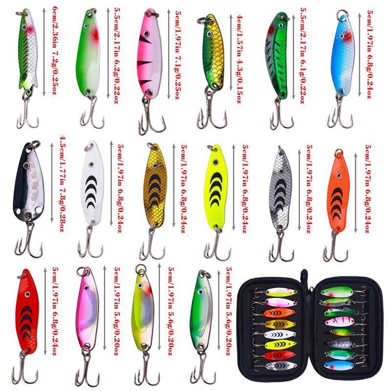 Mixed Color & Size Baitcasting Fishing Lures With Hooks, 16pcs set Fishing Lures With Hooks, Fishing Accessories For Outdoor Fishing