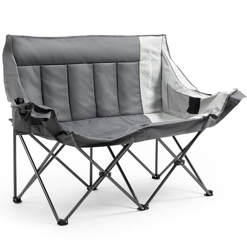 Dowinx Camping Double Chair Pro, Folding Outdoor Recliner with Side Pockets, Soft Seat, Portable Beach Outdoor Patio Lawn Chair, Camping Sofa, Maximum Load Capacity 440 lbs