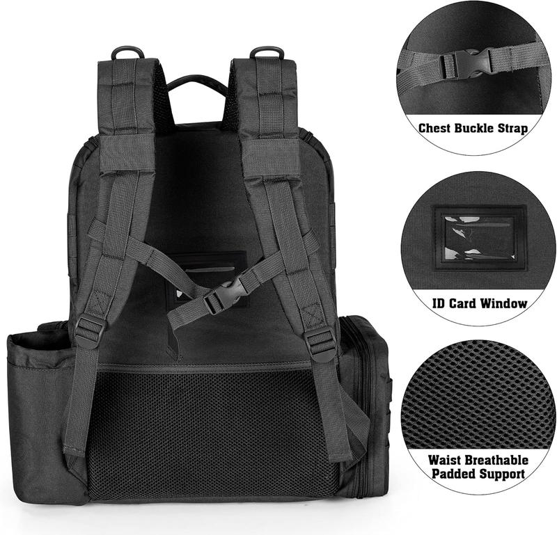 Tactical Pistol Backpack with 6 Pistol Cases, Gun Range Backpack with 10x Magazine Slots for Shooting and Hunting, Black