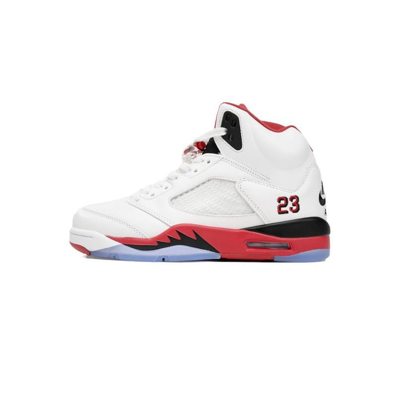 Jordan 5 Winter Explosive Flame Red High Top Retro Anti slip, Wear resistant, and Comfortable Basketball Shoes