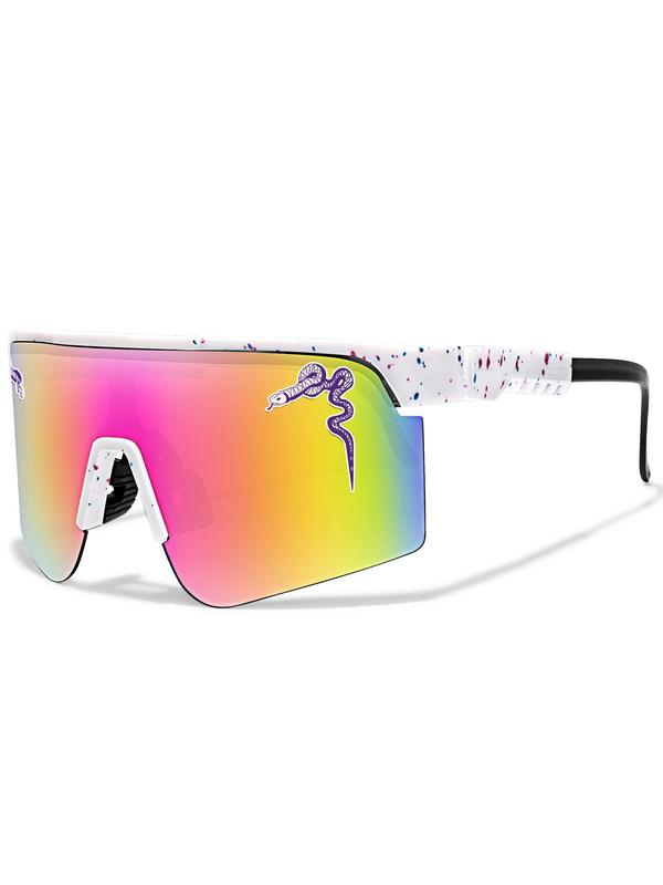 Unisex Ombre Snake Pattern Large Frame Sports Sunglasses, Trendy Fashionable Outdoor Sunglasses for Cycling, Running, Hiking, Driving, Fishing, Beach Party, Sun Protect Sports Eyewear