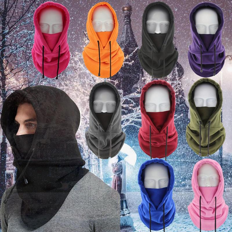 Solid Color Drawstring Closure Balaclava Hat, Windproof Neck Gaiter Hood, Lightweight Warm Winter Head Protection Balaclava Hat for Ski and Outdoor Enthusiasts