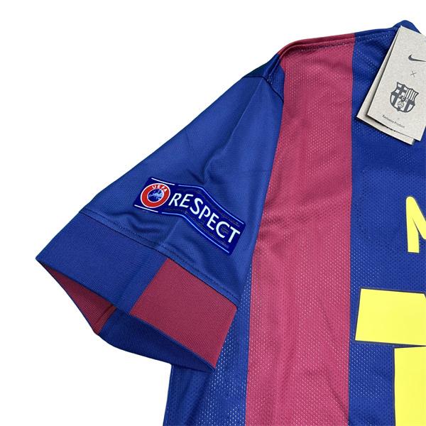 NIKE 1415 Season Barcelona Home Champions League Final Short Sleeve Top Lionel Messi No.10 Retro Soccer Jerseys Quick Drying