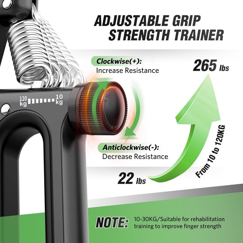 Adjustable Hand Grip Strength Training Equipment, Hand Grip Strengthener with Counter & Timer, Hand Exerciser for Athletes Sports