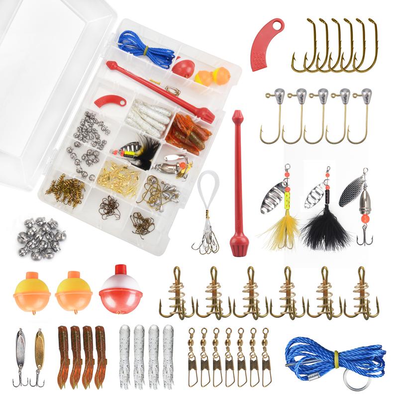 MadBite 181 196 214pcs Terminal Tackle Kits, Fresh and Saltwater, Bass Panfish Trout Fishing Tackle Kits, Fishing Gear, Fishing Lures, Fishing Accessory Kit w Tackle Box, Hooks Weights Sinkers & Rigs