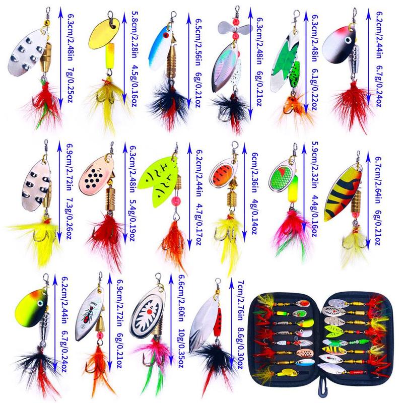 Mixed Color & Size Baitcasting Fishing Lures With Hooks, 16pcs set Fishing Lures With Hooks, Fishing Accessories For Outdoor Fishing