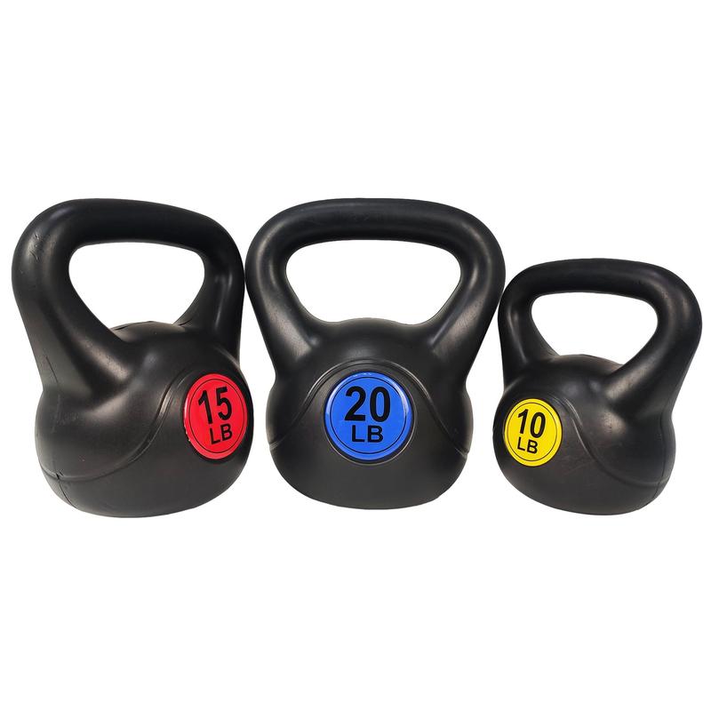 BalanceFrom Wide Grip Kettlebell Exercise Fitness Weight Set, 3-Pieces: 10lb, 15lb and 20lb Kettlebells