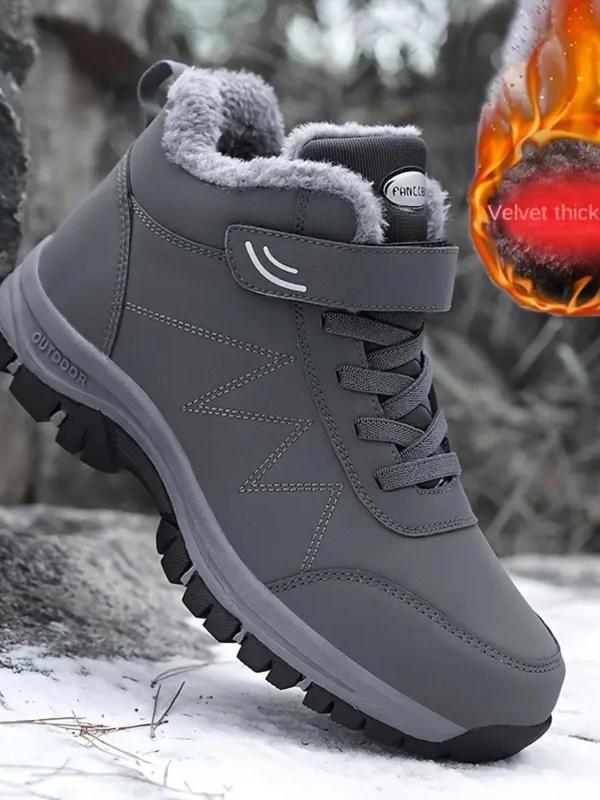 Men's Winter Warm Hiking Shoes, Casual Sporty Plain Color Non-slip Outdoor Walking Shoes, Gym Shoes, Warm Sports Shoes for Outdoor Activities