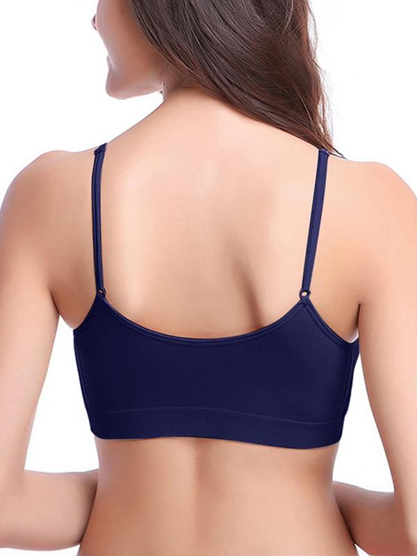 Sporty Women's Solid Color Ruched Padded Sports Bra, Breathable Comfortable Wireless Sports Lingerie Top, Ladies Sportswear for Indoor Outdoor Wear