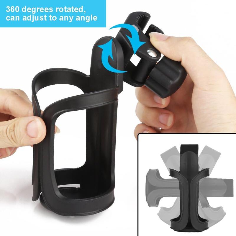 Universal 360 Degrees Rotation Cup Holder for Bicycle, Stroller, Scooter, Walker, and Wheelchair - Bike Cup Holder, Bike Water Bottle Holders, 1 Pack