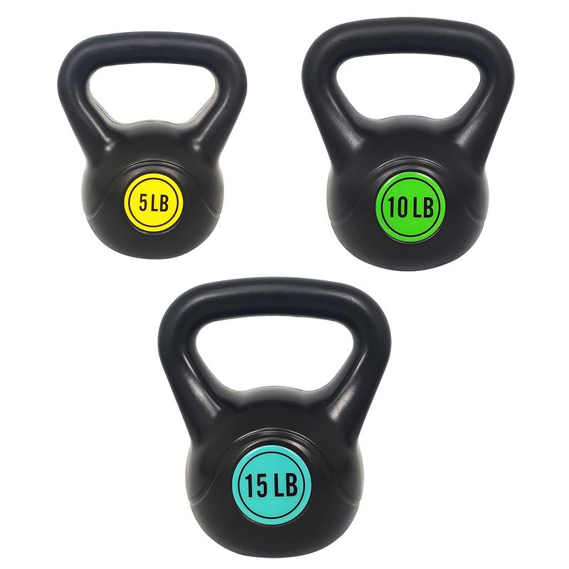 BalanceFrom Wide Grip Kettlebell Exercise Fitness Weight Set, 3-Pieces: 10lb, 15lb and 20lb Kettlebells