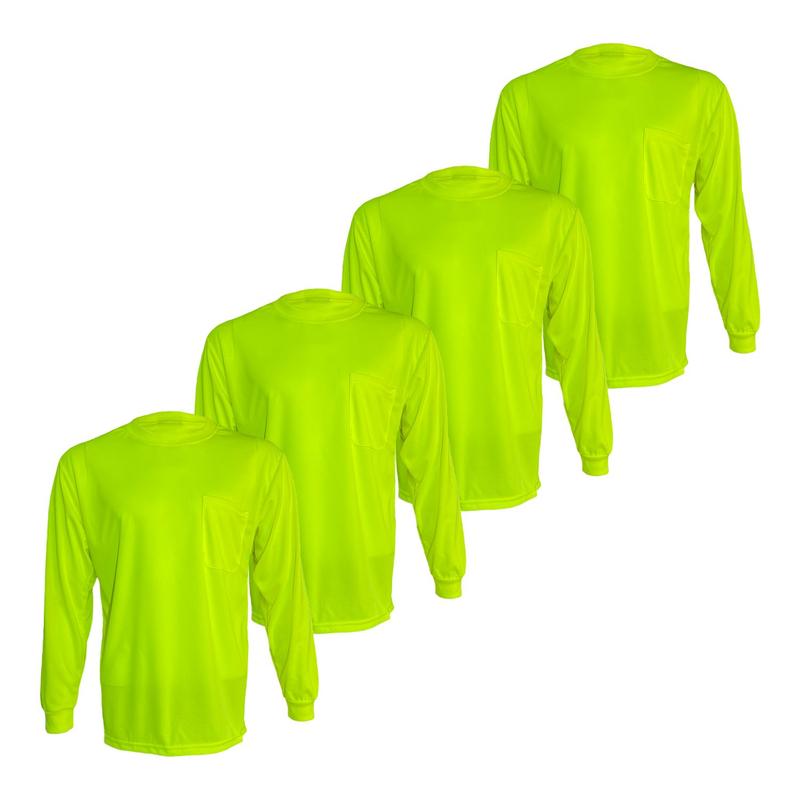 4 SHIRT PACK ST912 OF Hi Visibility ultra light weigh Long sleeve Shirt   polyester birdeye Fabric for quick dry AVAIALBE IN VARIOUS COLORS