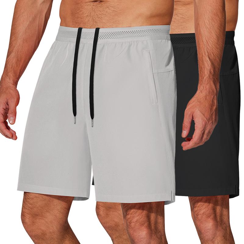 COOFANDY Mens Athletic Running Shorts 7'' Gym Workout Shorts 2 Pack Drawstring Training Shorts with Zipper Pockets