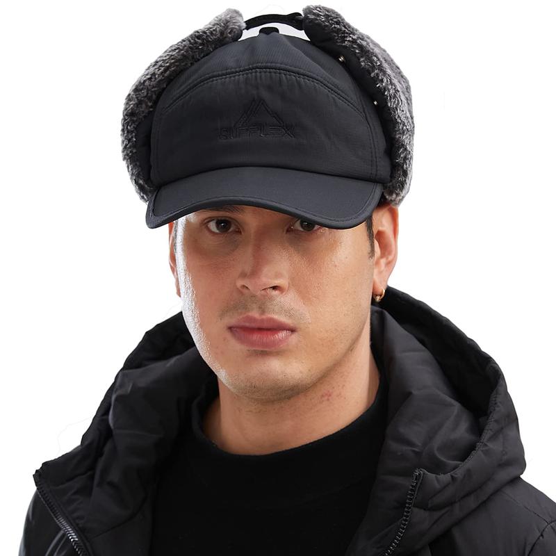 Men Winter Trapper Hat Snow Hats Thermal Windproof Hunting Skiing Cycling Ear Flaps Cold Weather Caps Ushanka Russian Dad Hat