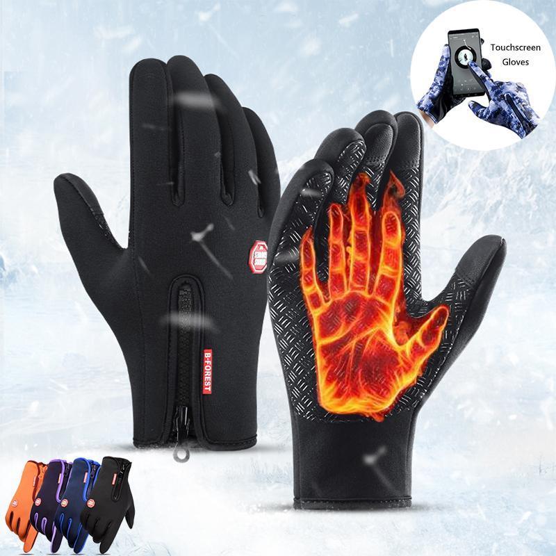 Touch Screen Riding Motorcycle Sliding Waterproof Sports Gloves, 1 Count Warm Winter Gloves with Fleece Lining, Motorcycle Accessories for Men & Women