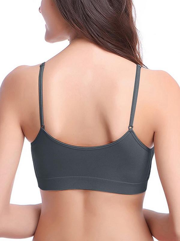 Sporty Women's Solid Color Ruched Padded Sports Bra, Breathable Comfortable Wireless Sports Lingerie Top, Ladies Sportswear for Indoor Outdoor Wear