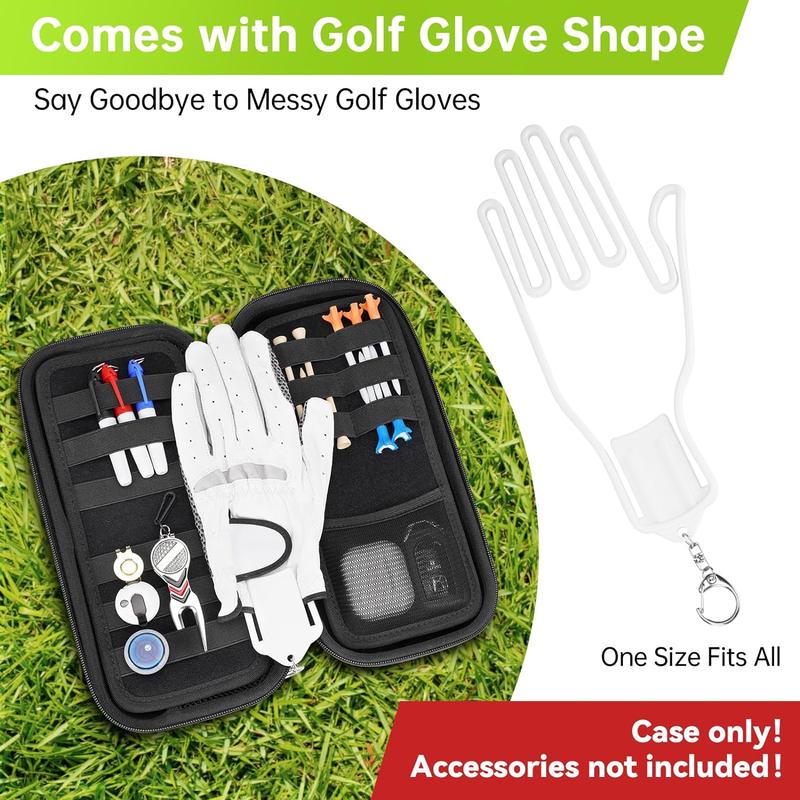 YOREP Golf Glove Holder with Removable Golf Glove Shaper, Protective Hard Shell Golf Accessories Case Bag with 2 Dividers Fits Balls, Tees, Markers, Divot Tools, Golf Essentials, Golf Gifts for Men