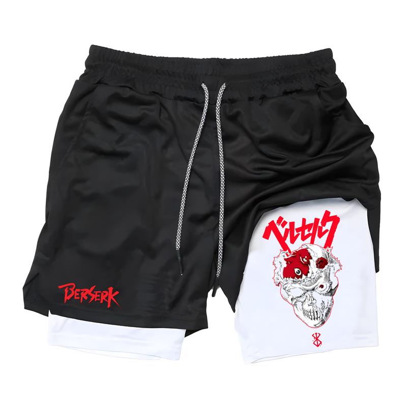 Sports Basketball Shorts Print Anime Gym Shorts Men Fitness Running Jogging Performance Shorts Active Track Shorts Athletic Workout Training Men 2-in-1 Double Layer Shorts Running Gear for Men