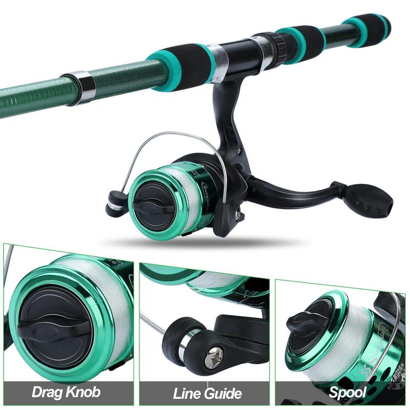 Fishing Pole Set, Father's Day Gift, 1 Set Including 1 Count 6 Section Telescopic Fishing Rod, 1 Spinning Reel, 1 Fishing Line, Assorted Fishing Lures and Fishing Hook, Saltwater Travel Outdoor Recreation Equipment for Flyfishing, Fishing Supplies