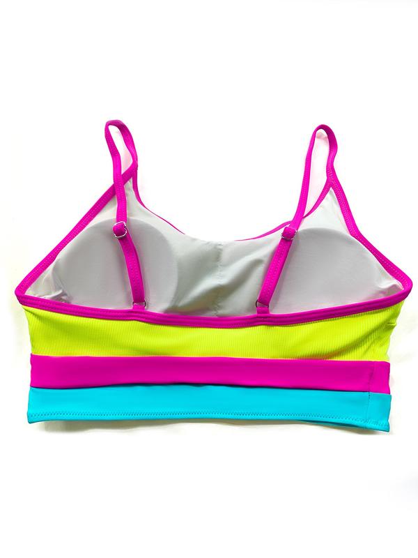 Two-Piece Set Women's Colorblock Wireless Swim Top & Swim Panty Swimsuit Sets, Bathing Suits 2024 for Women, Summer Tummy Control Swimwear, Adjustable Strap Sleeveless Bikini Set, Ladies Swimwear for Summer Beach Holiday Vacation, Swimsuit for Women