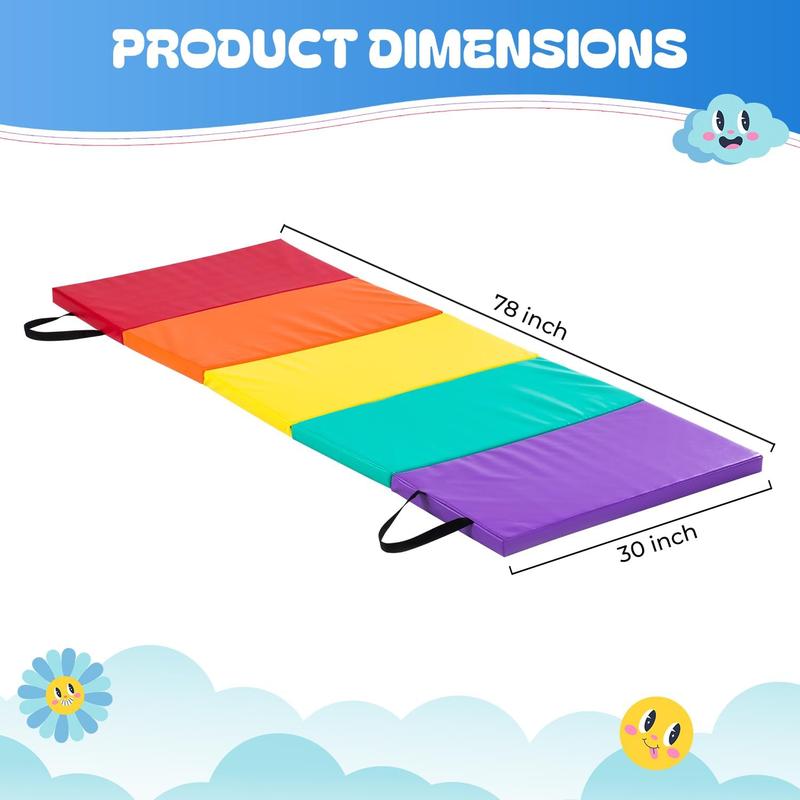 Kids' Rainbow tumbling mat-foldable gymnastics exercise mat for home and outdoor use