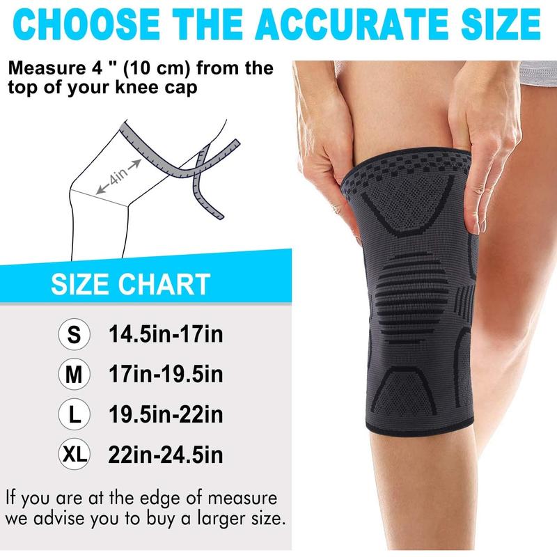 2 Pack Copper Knee Brace Knee Compression Sleeve Support for Men Women Knee Working Out Running Sport